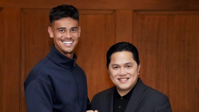 Ketua Umum PSSI Erick Thohir bertemu dengan Mees Hilgers dan Eliano Reijnders di Jakarta, Jumat (6/9).