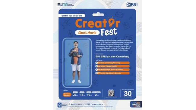 Dalam rangka menyambut hari jadi ke-129 tahun yang akan jatuh pada 16 Desember 2024 nanti, PT. Bank Rakyat Indonesia menggelar "BRI Creator Fest 2024".