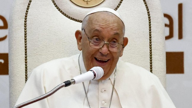 Pemimpin Gereja Katolik dunia, Paus Fransiskus, menyinggung hubungan Indonesia dan Timor Leste saat pidato di Dili pada hari ini, Senin (9/9).