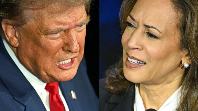 Kurang dari dua pekan jelang pilpres AS, hasil survei sebut Kamala Harris unggul tipis dari Trump.