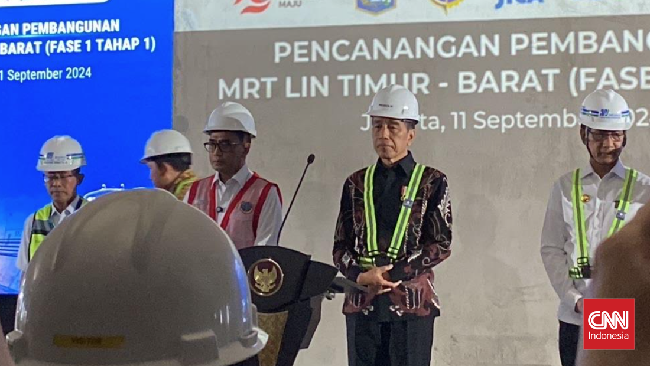Presiden Jokowi meresmikan pembangunan MRT Jakarta rute Medan Satria ke Tomang sepanjang 24,5 kilometer (km).