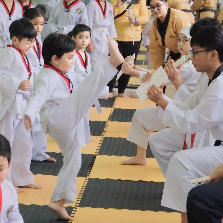 <p>Dokter Reisa mengungkapkan rasa senangnya karena kedua anaknya mengikuti olahraga yang berasal dari Korea ini. Bahkan, ia menyebut kini telah menemukan media penyalur yang tepat karena Yoda adalah anak yang aktif. (Foto: Instagram: @reisabrotoasmoro)</p>