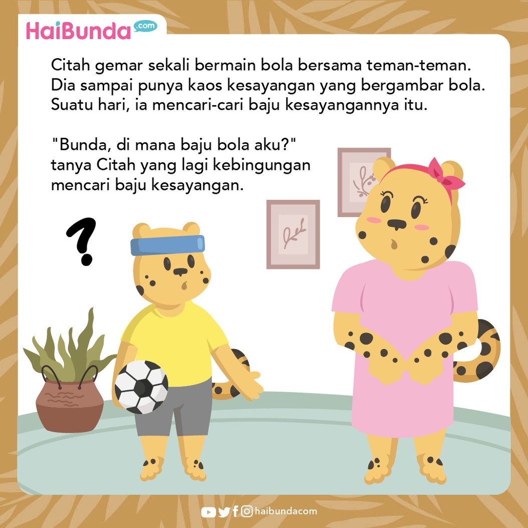 Citah memiliki baju kesayangan, yaitu kaos bergambar bola. Ia terus memakainya meski sudah kekecilan, dan tak mau menyumbangkan ke yang lain. Simak ceritanya.