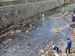 Aksi ASN Ciamis Ramai-ramai Bikin Sungai Cileueur Bebas Sampah