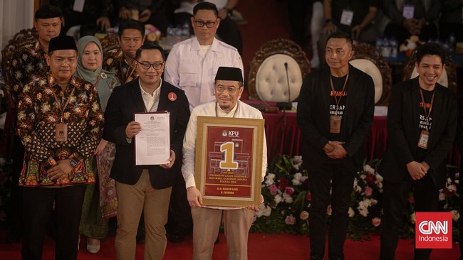 Ridwan Kamil bakal membawa semboyan menang satu putaran usai mendapatkan nomor urut 1 di Pilkada Jakarta 2024.