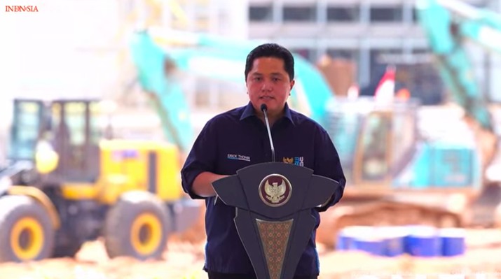 Menteri BUMN Erick Thohir saat Peresmian Injeksi Bauksit Perdana SGAR PT. Borneo Alumia Indonesia, Mempawah, 24 September 2024. (Tangkapan Layar Youtube)