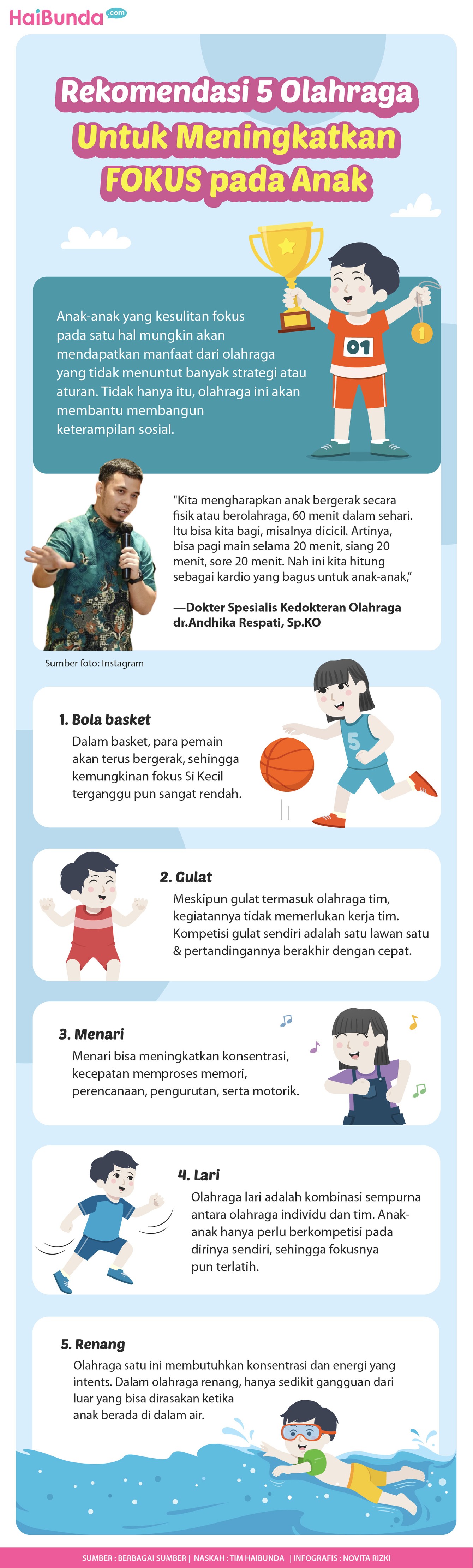 Anak yang sudah fokus bisa diberikan olahraga untuk melatih konsentrasinya, beberapa di antaranya ada lari dan berenang. Simak penjelasan selengkapnya.