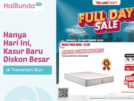 Hanya Hari Ini, Kasur Baru Diskon Besar di Transmart Bun