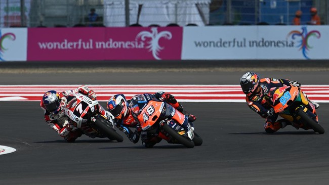 David Alonso menang Moto3 Mandalika Pertamina Grand Prix 2024, Minggu (29/9). Sementara wakil Indonesia Fadillah Arbi Aditama gagal finis.