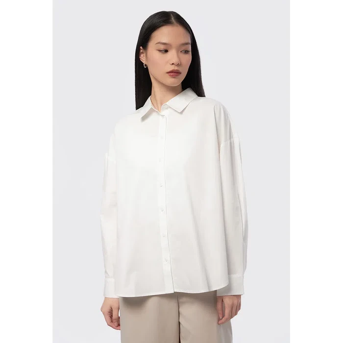 Executive Oversized Rolled Up Sleeve Blouse Off White