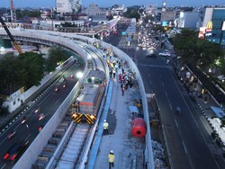 JakPro Uji Coba Jalur LRT Jakarta Velodrome-Rawamangun