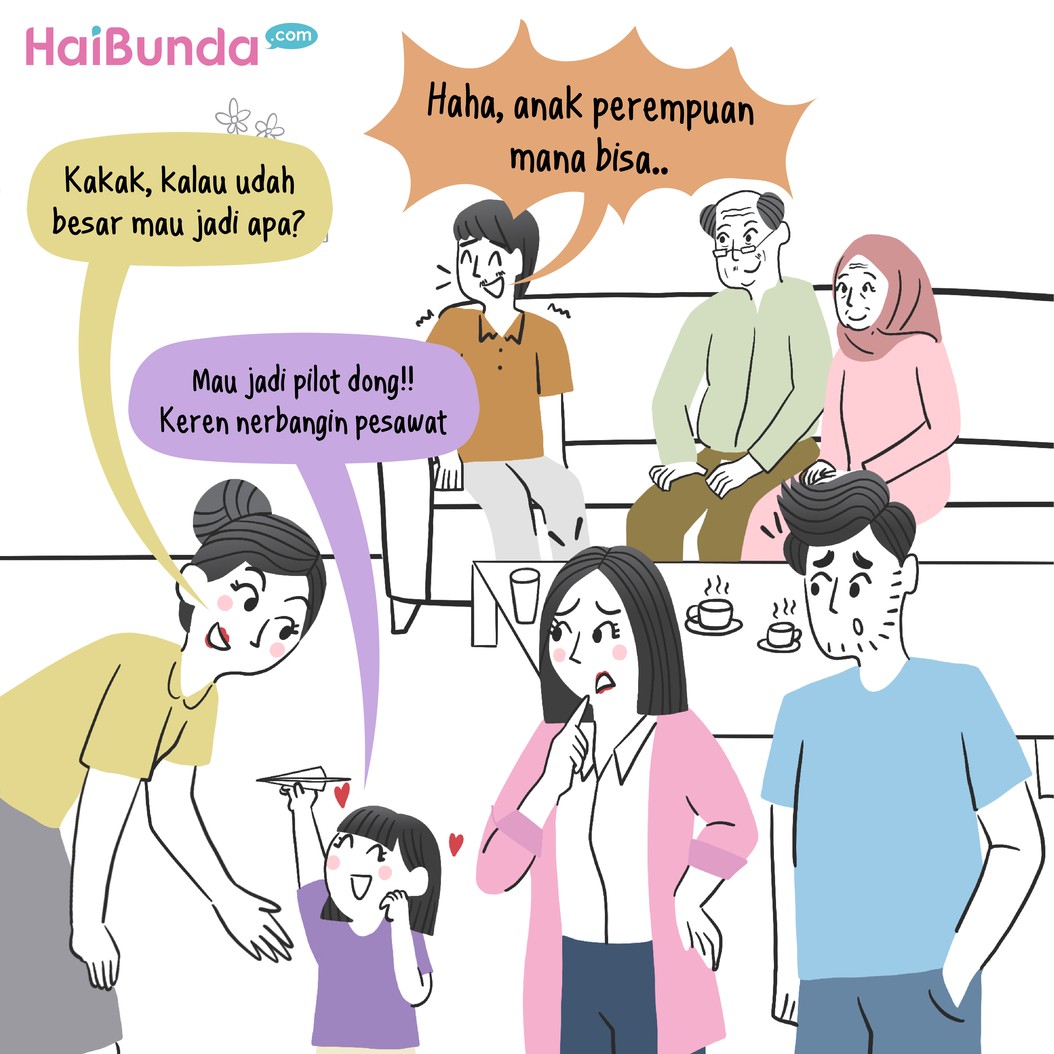 Ketika ditanya soal cita-cita, Si Kakak menjawab ingin menjadi penerbang. Namun sayangnya, ada saudara Ayah Bubun yang mematahkan semangatnya nih.