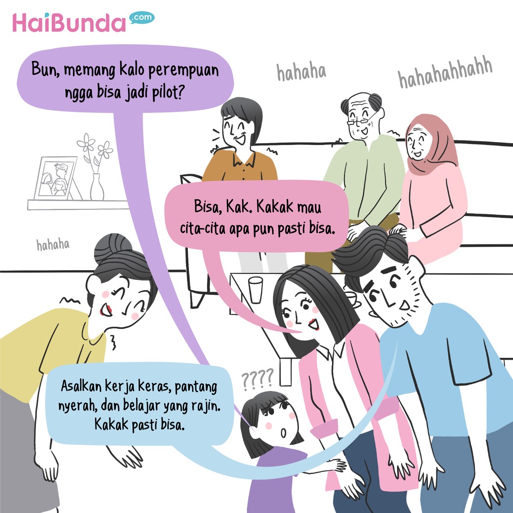 Ketika ditanya soal cita-cita, Si Kakak menjawab ingin menjadi penerbang. Namun sayangnya, ada saudara Ayah Bubun yang mematahkan semangatnya nih.