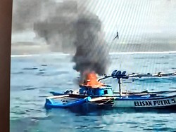 Viral Perahu Kebakaran di Sukabumi, Diduga Akibat Kompor Meledak