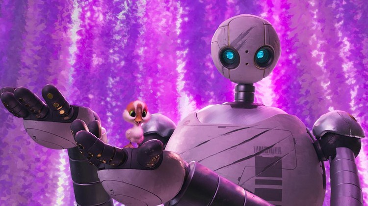 (from back center) Roz (Lupita N’yongo), and Brightbill (Kit Connor) in DreamWorks Animation’s Wild Robot, directed by Chris Sanders.