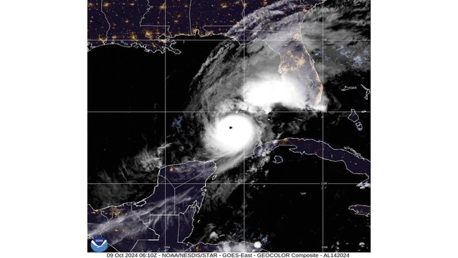 Gambar citra satelit menunjukkan pergerakan Badai Milton yang kini memasuki wilayah Florida, Amerika Serikat.