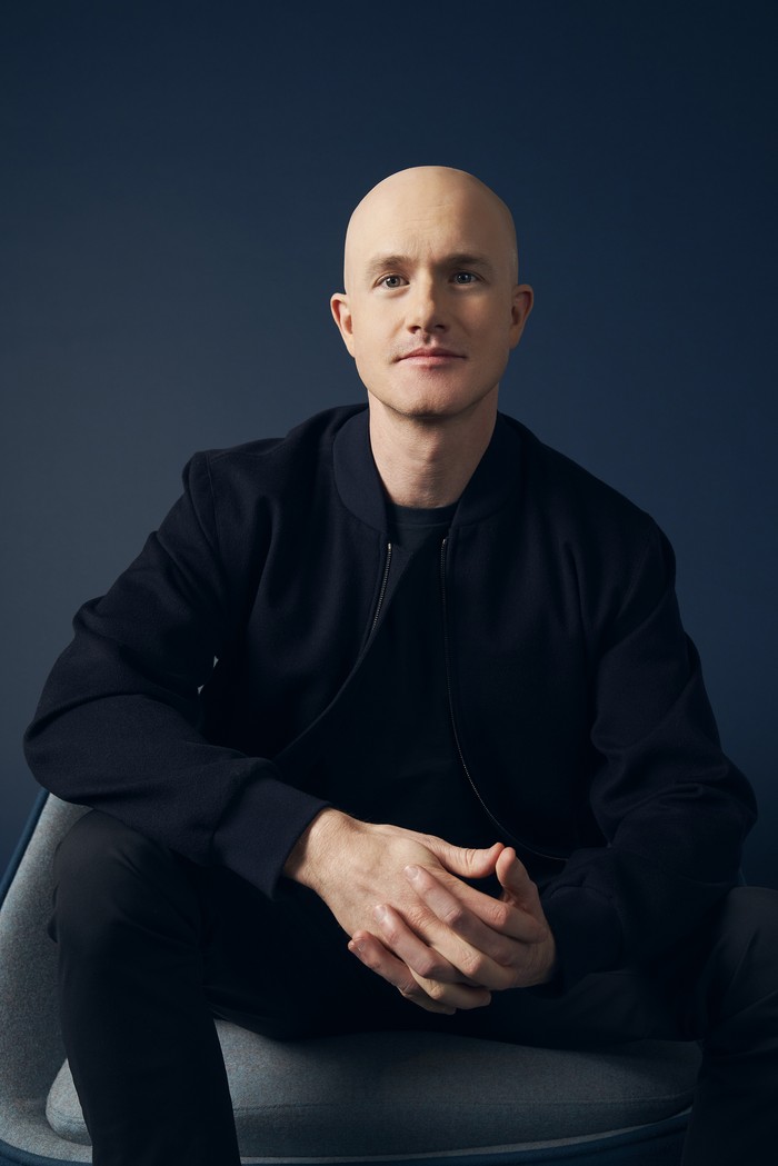 Portrait of Coinbase co-founder and CEO Brian Armstrong photographed by Michelle Watt in San Francisco, CA.