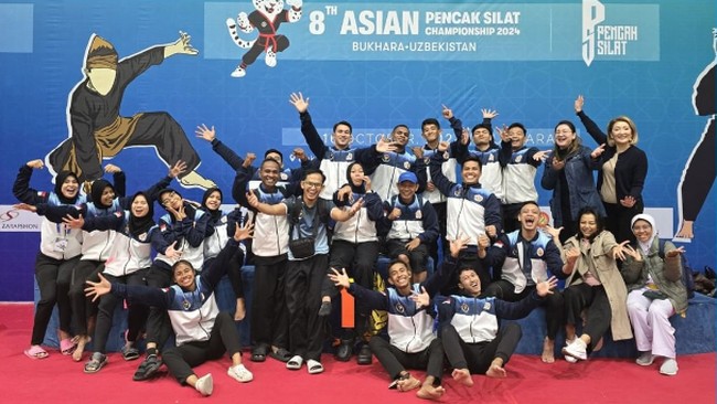 Indonesia berhasil keluar sebagai juara umum usai mengungguli Malaysia di Kejuaraan Asia Pencak Silat 2024 di Uzbekistan, 8 hingga 16 Oktober 2024.