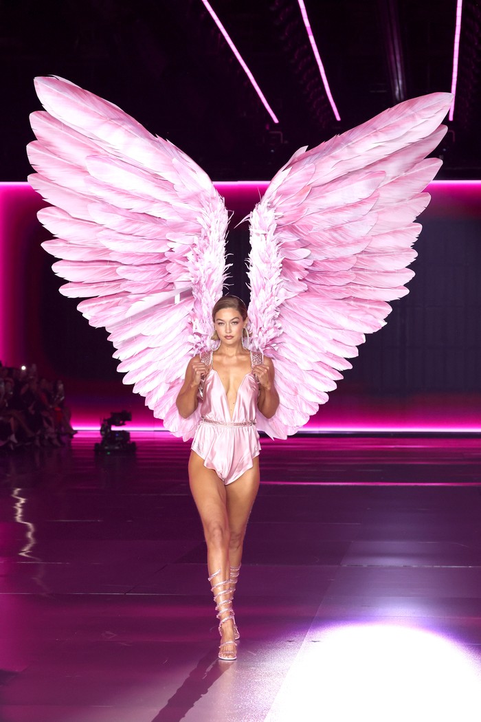 NEW YORK, NEW YORK - OCTOBER 15: Gigi Hadid walks the runway for the Victoria's Secret Fashion Show 2024 on October 15, 2024 in New York City. (Photo by Kevin Mazur/Getty Images for Victoria's Secret)