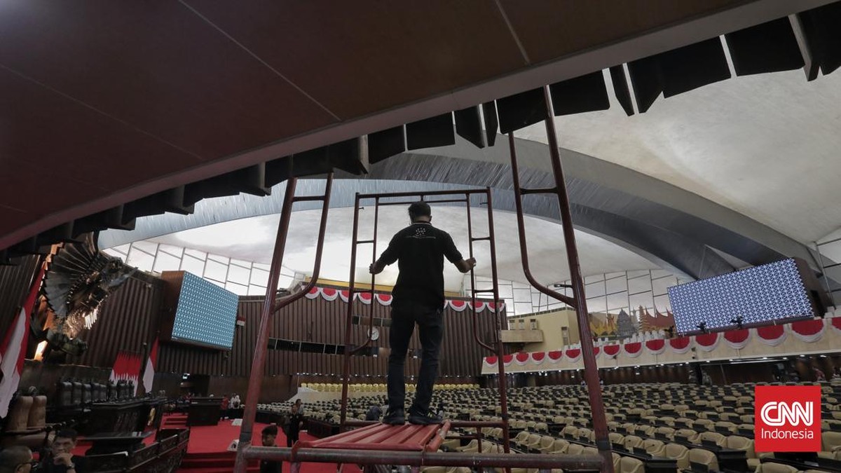 FOTO: Persiapan Jelang Pelantikan Presiden di Gedung MPR/DPR Jakarta