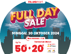 Transmart Full Day Sale Datang Lagi! Diskon Tumpah Ruah hingga 50% + 20%