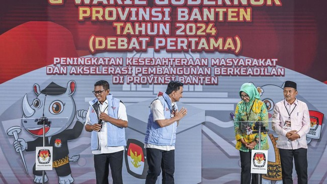Pasangan Andra Soni-Dimyati Natakusumah unggul sementara dari Airin Rachmi Diany-Ade Sumadi di quick count Pilgub Banten 2024.