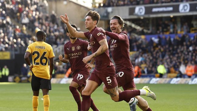 Hasil Liga Inggris: Gol Menit-menit Akhir, Man City Hajar Wolves