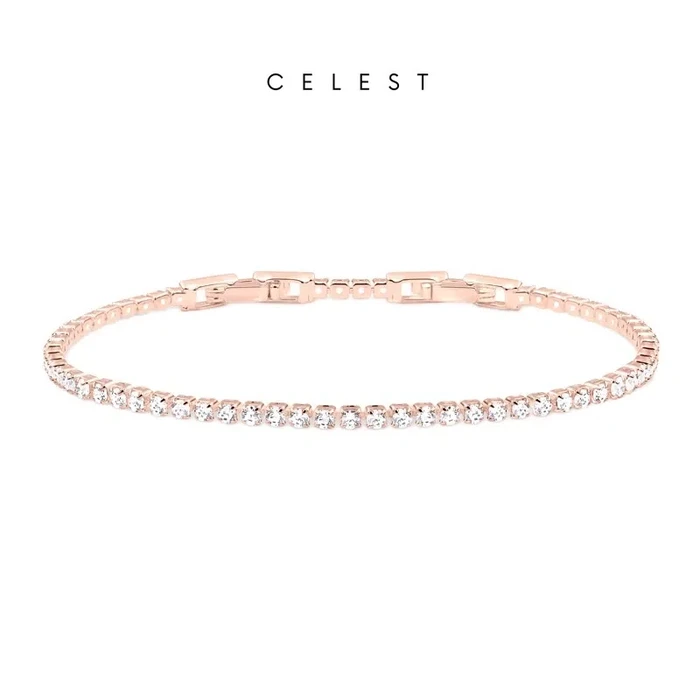 Celest Two Prong Rose Gold Tennis Bracelet Jewelry
