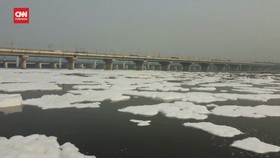 VIDEO: Penampakan Sungai Yamuna India Diselimuti Busa Beracun