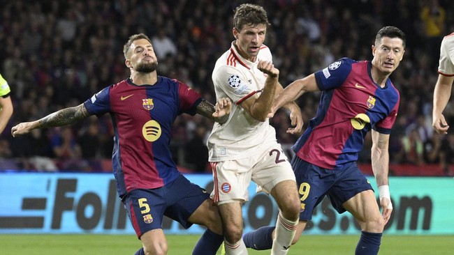 PemainBayern Munchen Thomas Muller heran timnya kalah 1-4 dari Barcelona dalam lanjutan matchday ketiga Liga Champions, Kamis (24/10) dini hari WIB.