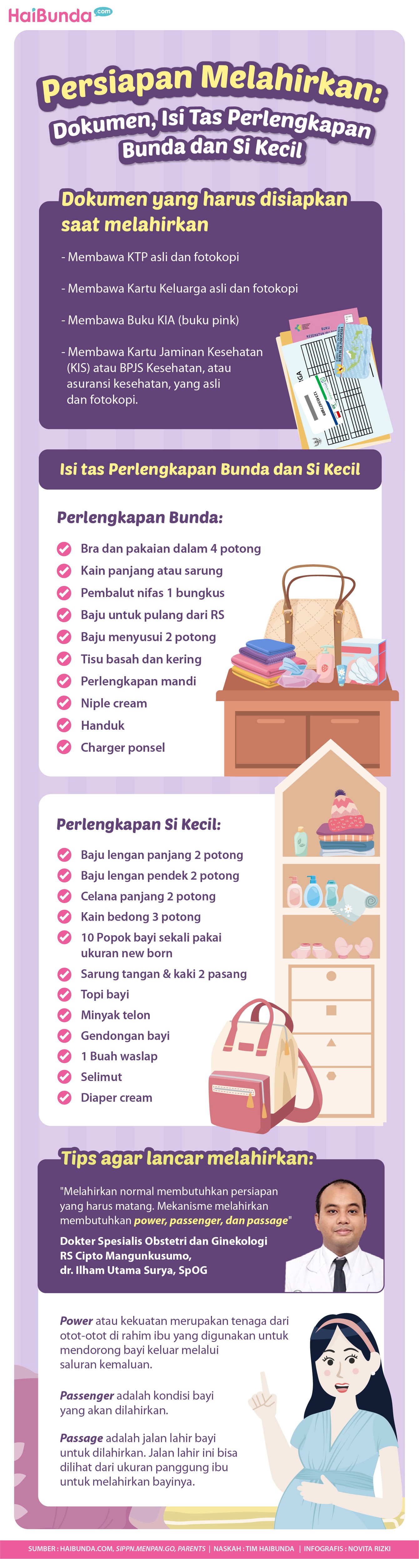 Infog Kehamilan Persiapan Melahirkan:

Dokumen, Isi Tas Perlengkapan Bunda dan Si Kecil