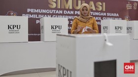 FOTO: Simulasi Pemungutan Suara Pilgub DKI Jakarta 2024