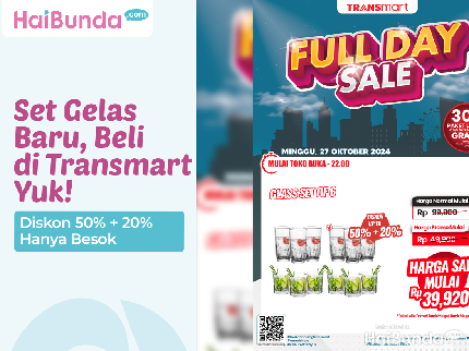 Set Gelas Baru, Beli di Transmart Yuk! Diskon 50% + 20% Hanya Besok