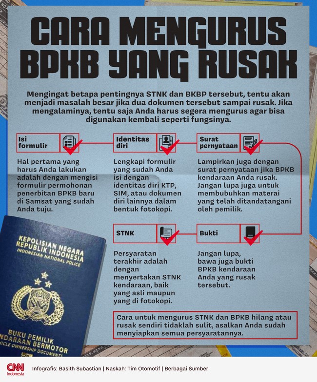 Cara untuk mengurus STNK dan BPKB hilang atau rusak sendiri tidaklah sulit, asalkan Anda sudah menyiapkan semua persyaratannya.