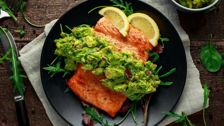Ilustrasi salmon alpukat