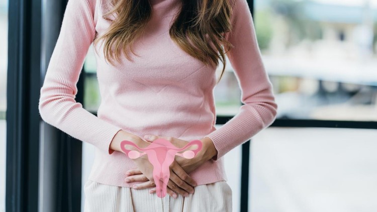 Ilustrasi vagina Bacterial Vaginosis, Yeast Infections concept with woman having a problem with Vaginal Odor