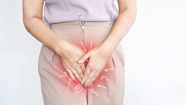 Ilustrasi vagina Bacterial Vaginosis, Yeast Infections concept with woman having a problem with Vaginal Odor