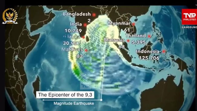 Penampakan Tsunami efek Megathrust di Aceh tahun 2024, tangkapan layar Youtube Komisi V DPR RI - paparan Kepala BMKG dalam rapat kerja bersama Komisi V DPR, Selasa (29/10/2024). (Tangkapan layar) Penampakan Tsunami efek Megathrust di Aceh tahun 2024, tangkapan layar Youtube Komisi V DPR RI - paparan Kepala BMKG dalam rapat kerja bersama Komisi V DPR, Selasa (29/10/2024). (Tangkapan layar)