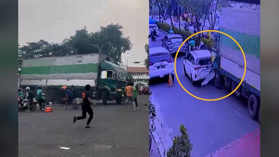 Kota Tangerang dibuat heboh aksi pengemudi truk yang melaju ugal-ugalan Kota Tangerang dibuat heboh aksi pengemudi truk yang melaju ugal-ugalan hingga menabrak sejumlah pengendara lain.