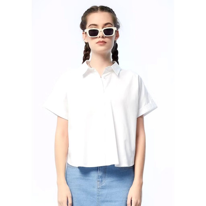 COLORBOX Short Sleeve Boxy Shirt Off White