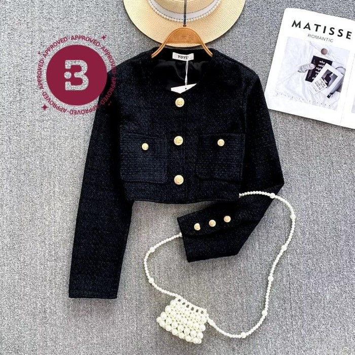 Susana Mall Blazer Tweed Crop Top Korean Outfit