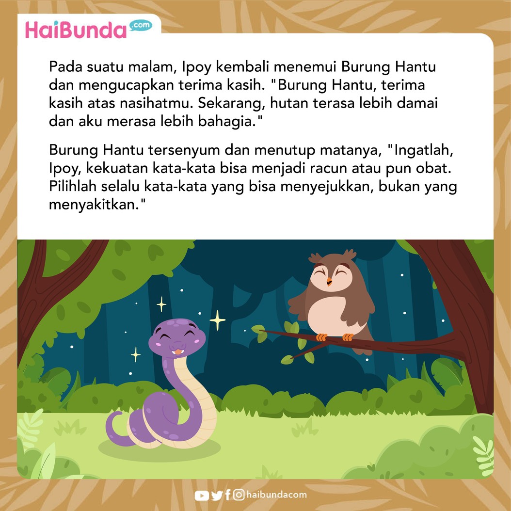 Cerita Fabel Mulut Jahat Ular Ipoy & Burung Hantu Bijak