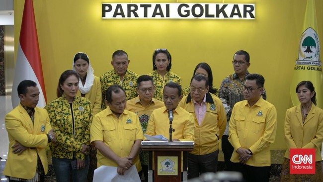 Ketua Umum Partai Golkar Bahlil Lahadalia mengumumkan deretan nama yang menjadi pengurus DPP Golkar periode 2024-2029.