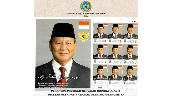 KBRI di Ukraina sebut prangko gambar Prabowo untuk menyambut pelantikan presiden ke-8 RI tersebut.