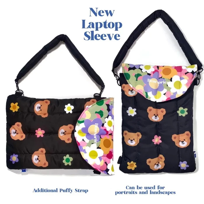Bearsories Tas Laptop + Puffy Strap (Bearie Joe Flower)