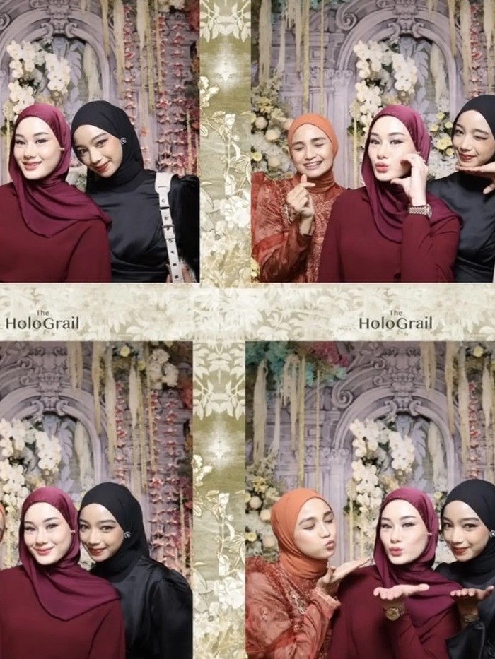 Dinda Hauw tampil elegan dengan long dress merah marun yang matching sama kerudung panjangnya, lengkap dengan tas Dior untuk melengkapi gayanya (Dinda Hauw/Foto: instagram.com/dindahw)