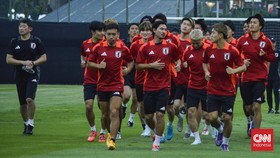FOTO: Jepang Latihan, Incar Curi Poin di Jakarta demi Piala Dunia
