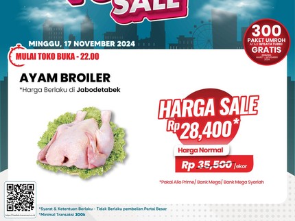 Masak untuk Keluarga di Akhir Pekan, Ada Diskon Ayam Broiler di Transmart Full Day Sale
