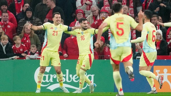 Timnas Spanyol mengemas kemenangan 2-1 atas Denmark dalam laga fase grup UEFA Nations League 2024/2025.