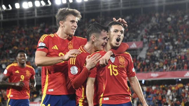 FOTO: Lima Gol Tercipta, Spanyol Bungkam Swiss di UEFA Nations League